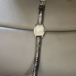 SKC Womens Quartz Black Leather Strap Watch